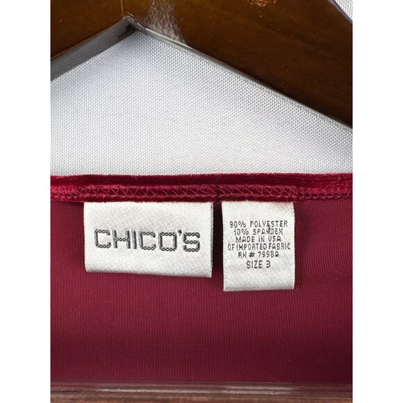 Women’s Chico’s 2XL Cherry Red Velvet Sleeveless Blouse - Picture 4 of 4